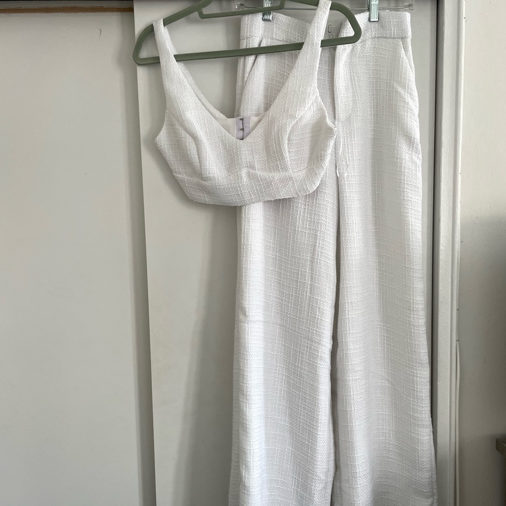 ADELAIDE TWO PIECE WIDE LEG SET IN WHITE